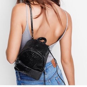 Victoria Secret Black Python Mini Backpack